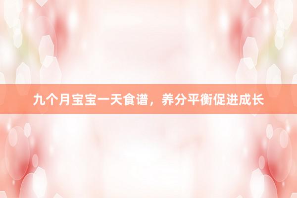 九个月宝宝一天食谱，养分平衡促进成长